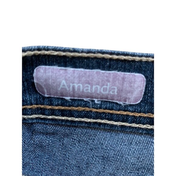 Gloria Vanderbilt Amanda Cropped Jeans Sz 12 Dark Wash Mid-Rise Straight 32”x26 - Picture 3 of 8